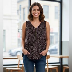 Express Black, Pink & White Polka Dot Sleeveless Blouse, Size S